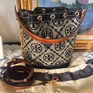 Tory Burch T Monogram Jacquard Mini Bucket Bag